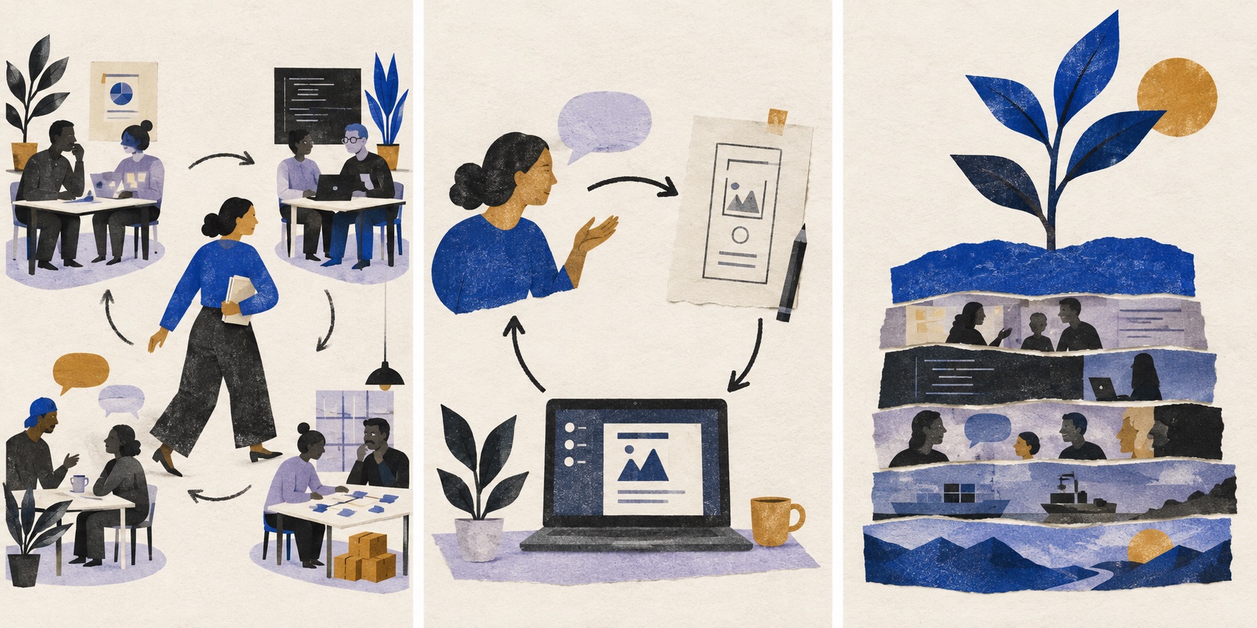 A founder moving between product, engineering, customer and operations conversations